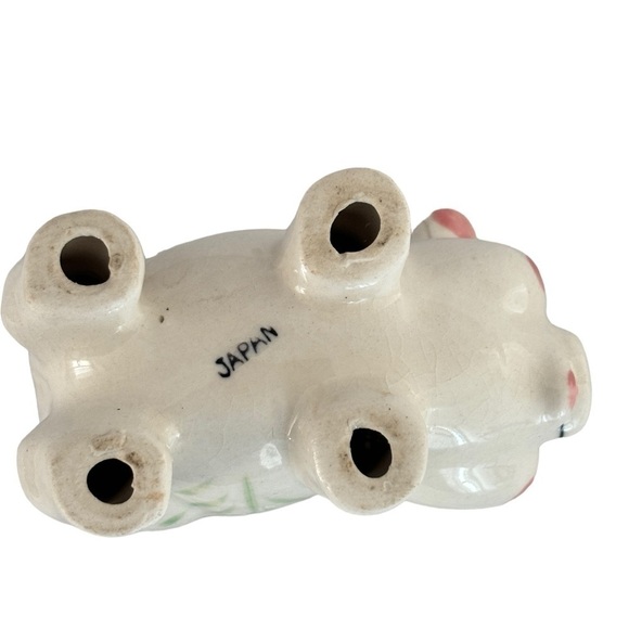 VTG Kitch Hand Painted Ceramic Piggy Coin Bank Floral Japan Mid Century Modern - Picture 12 of 15